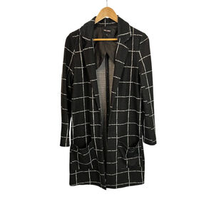 LOVE & LIBERTY Black & White Check Lightweight Open Long Sleeve Jacket Coat S